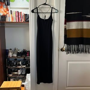 The Luxe Rib Low Back Midi Dress - Black